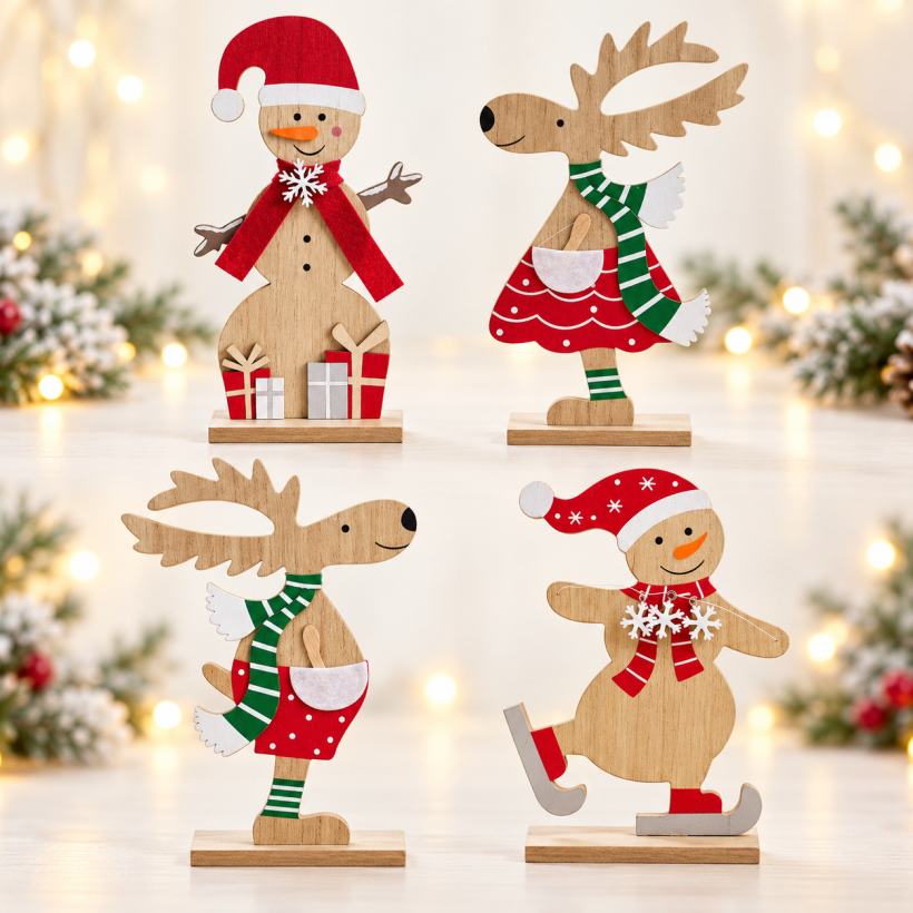 Drewniane dekoracje świąteczne 25 cm, różne wzory