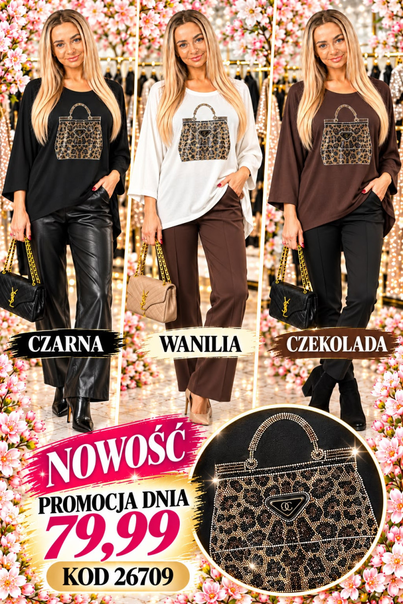 BLUZKA CEKINOWA TOREBKA 26709 RB6 %PROMOCJA DNIA  