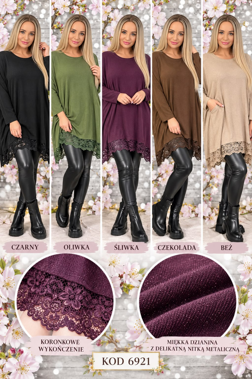 SWETER Z KORONKĄ DURFE   6921 SK60 
