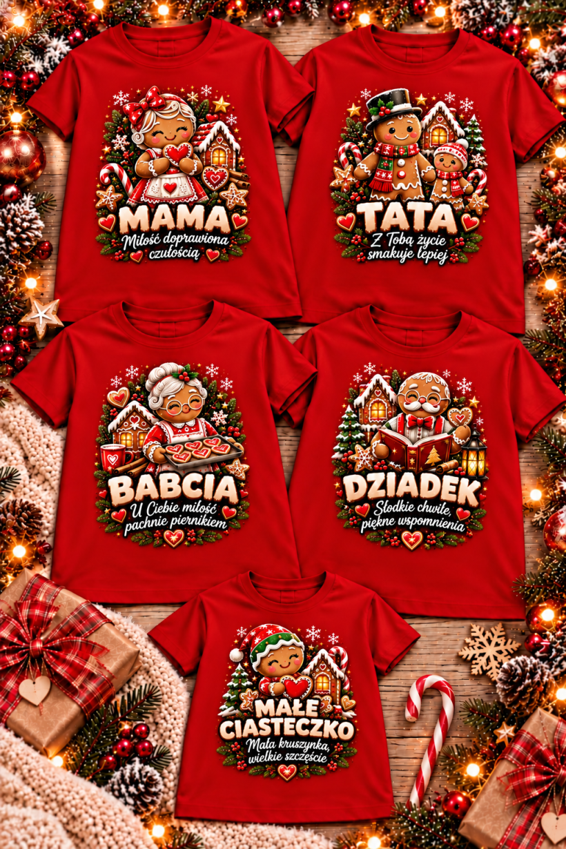 ZA T-shirt CZERWONY - ŚWIĄTECZNY- TATA CIASTECZKO