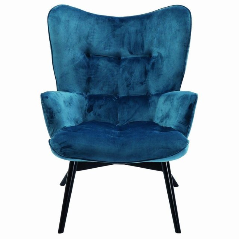 Kare Design Fotel Vicky z welurem tapicerowanym z dębowymi nogami