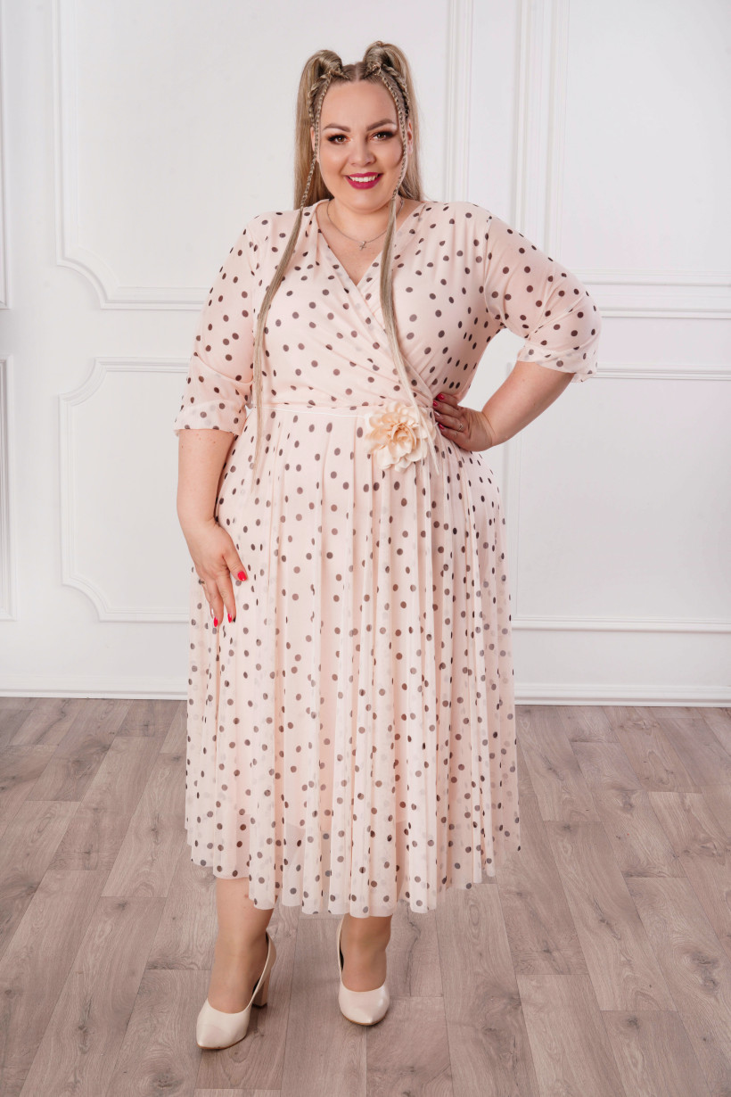 Sukienka GROSZKI 5441 krem