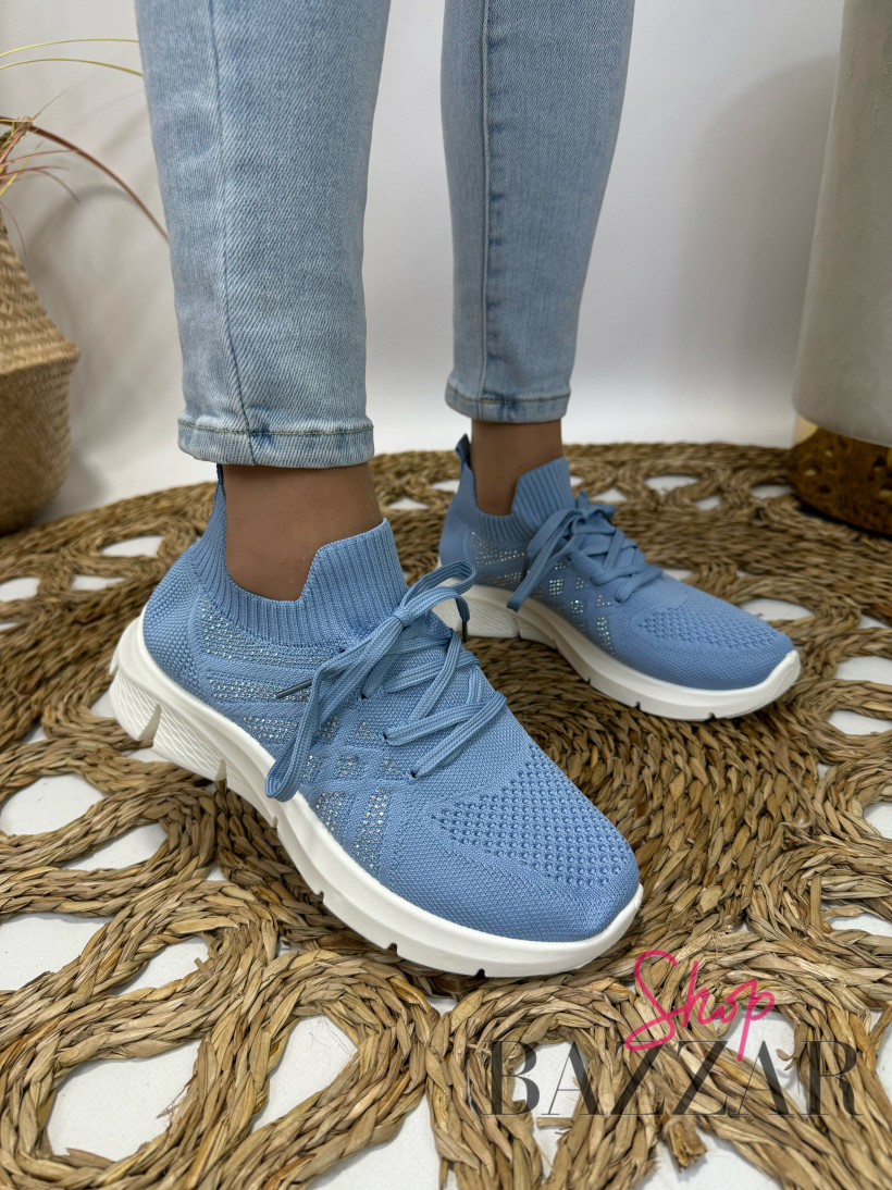 Jeansowe buty sportowe cyrkonie