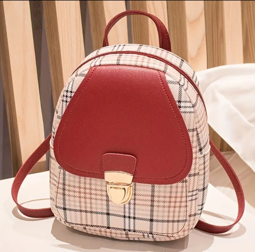 MINI PLECAK PLECACZEK DAMSKI KRATKA ,BORDOWY