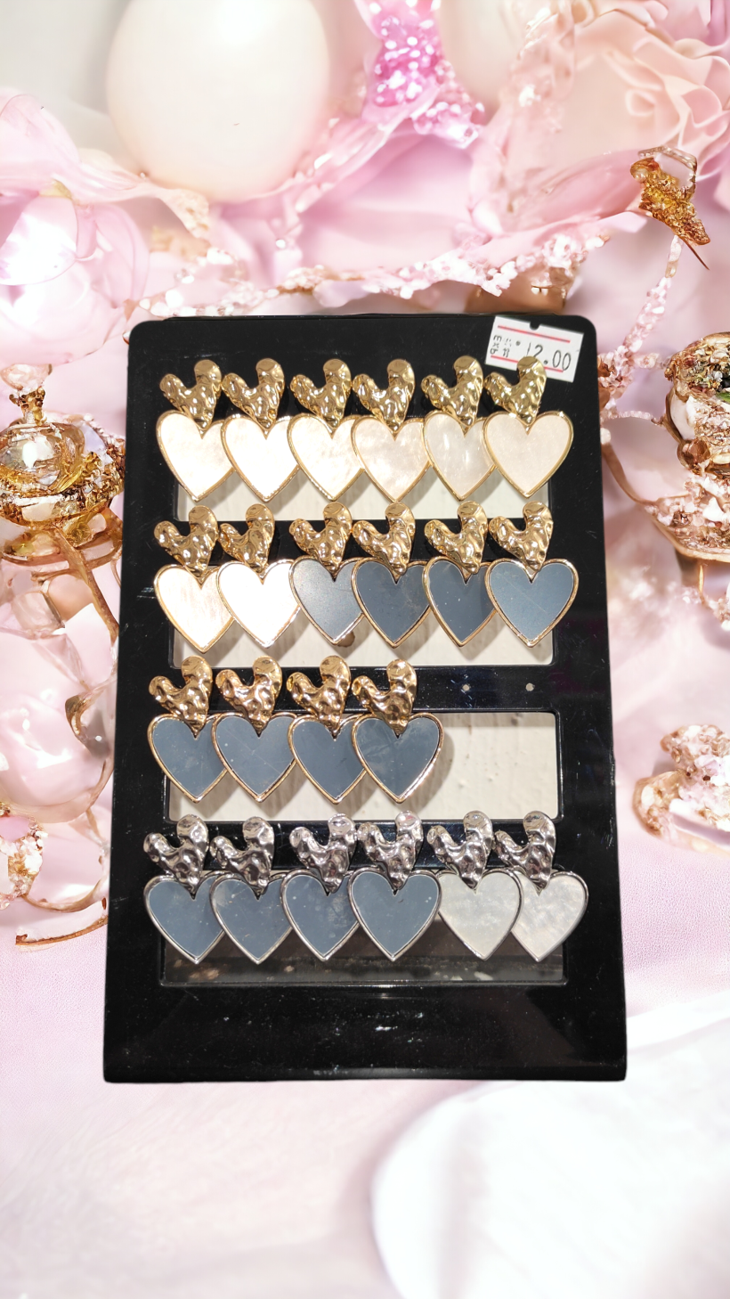 Orecchini cuore perlato GRIGIO E ORO
