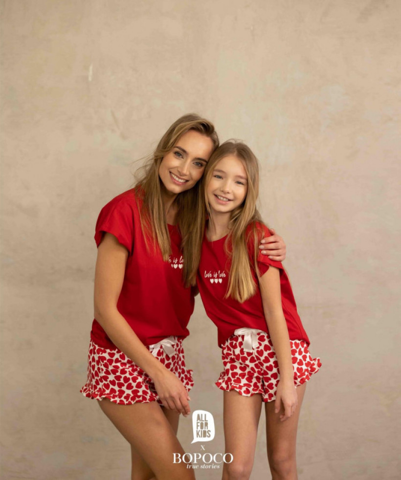 Piżamowe Love AFK    KIDS czerwona