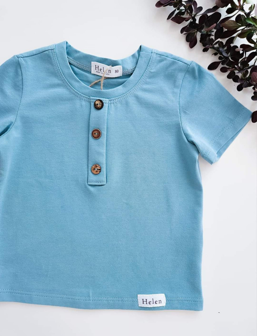 Bluzka gładka zgaszony turkus Helen