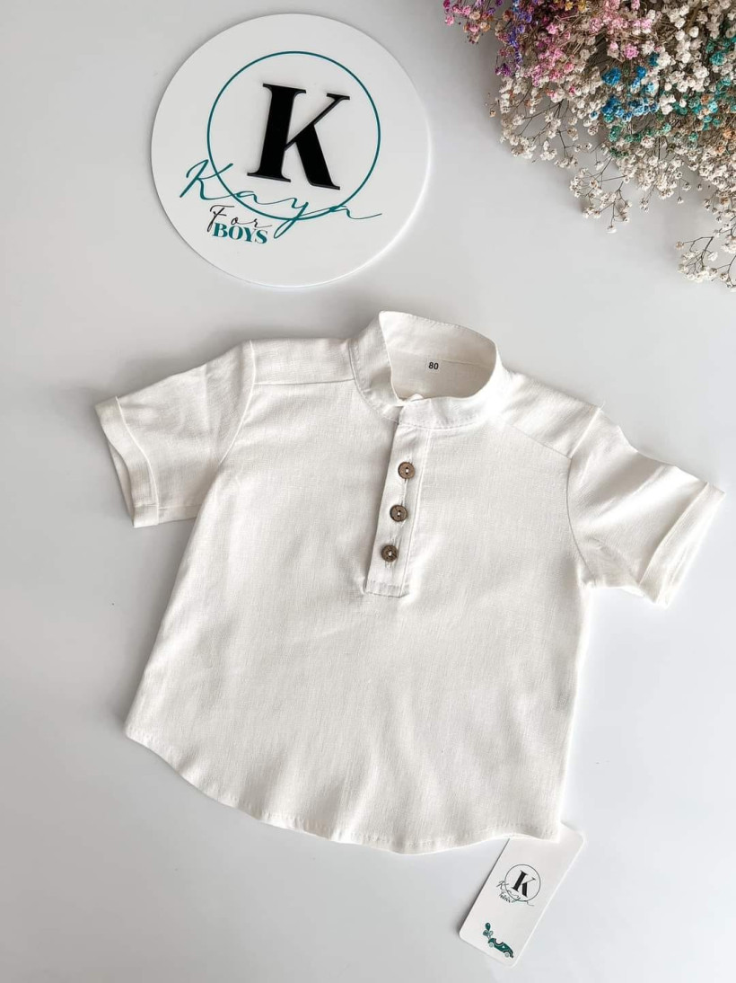 Koszula stójka biała krótki rękaw Kaya