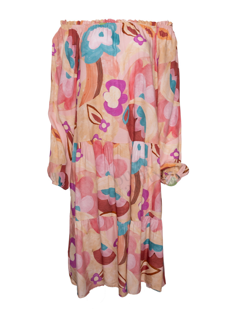 SUKIENKA WISKOZA AKWARELE RÓŻOWA 9291AR