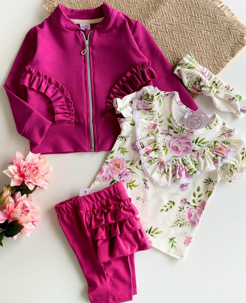 Kolarki ciemna fuksja z falbanką Zula