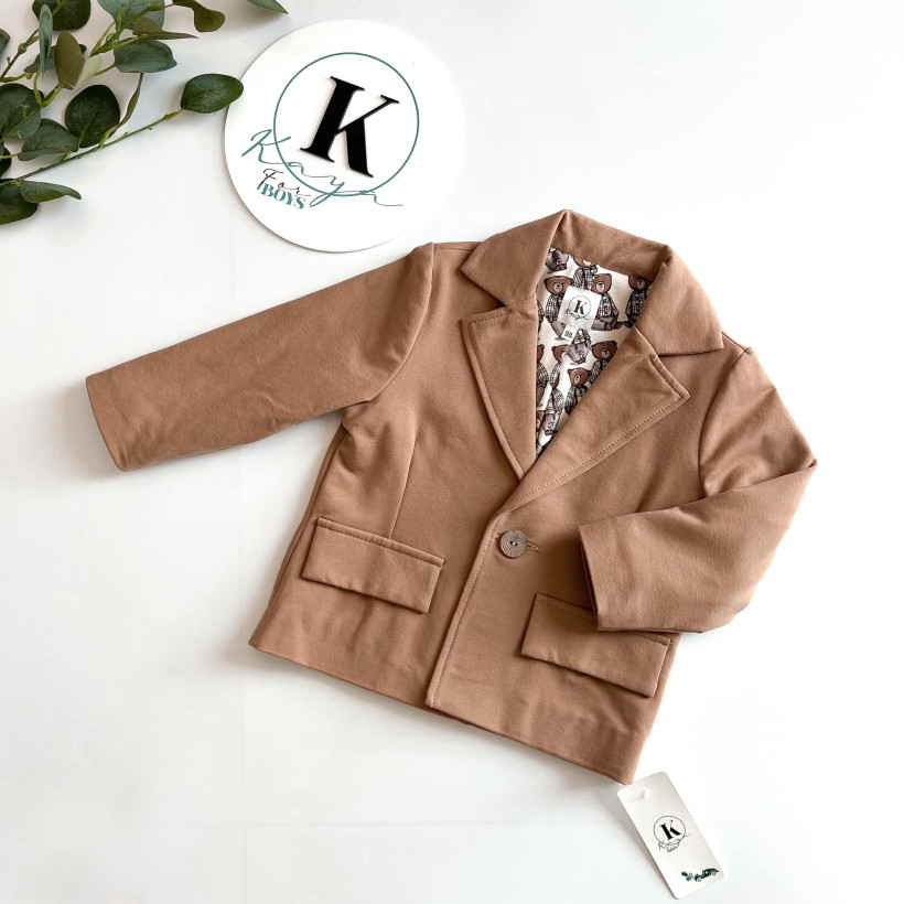 Marynarka beżowa na podszewce misie Kaya