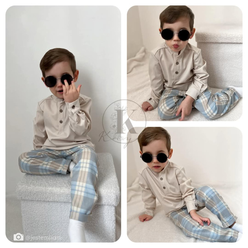 Koszula stójka beż długi rękaw Kaya