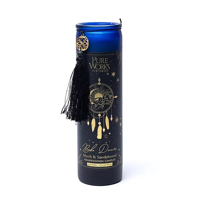 Bougie d'intention Dreams en verre avec pompon