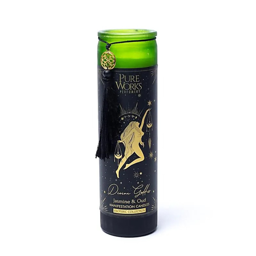 Bougie d'intention Divine Goddess en verre avec pompon