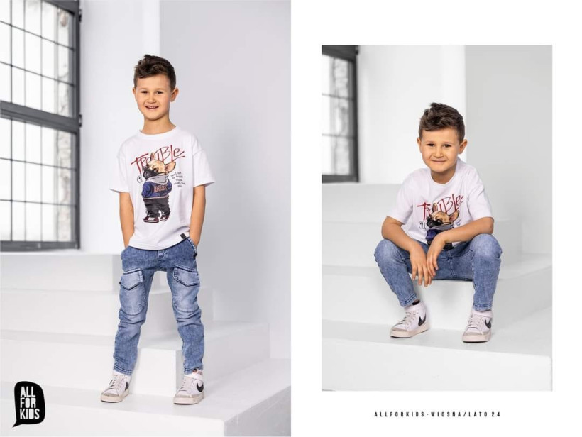 T-shirt biały buldog All For Kids