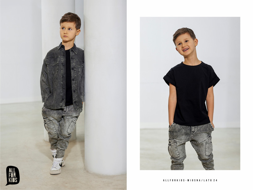 T-shirt czarny gładki All For Kids