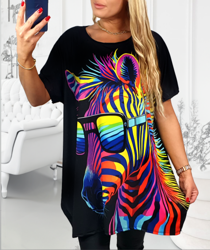 Tunika Plus Size MILLI  KOLOROWA ZEBRA