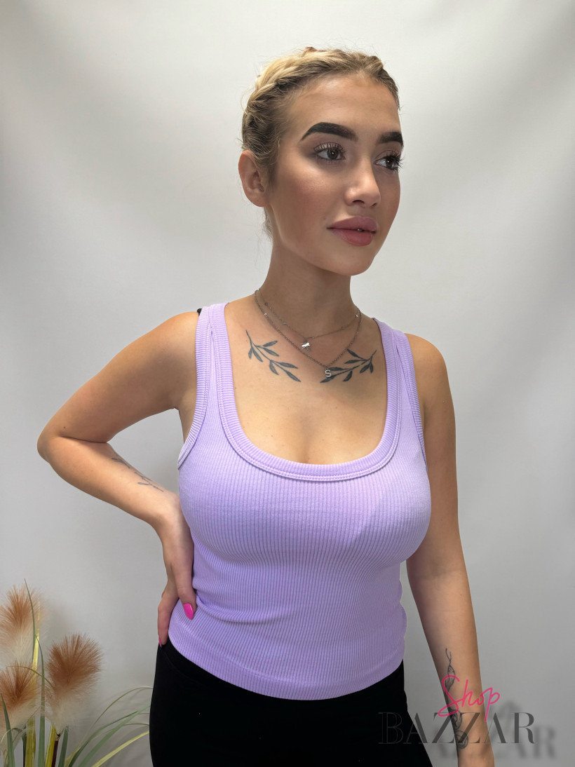 Liliowa bluzka bokserka POWER FLOWER