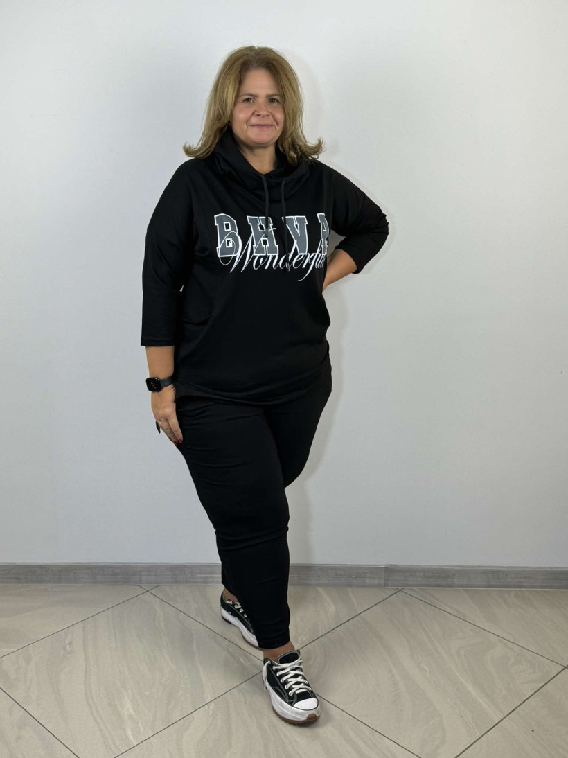 Bluza bawełniana z kapturem BHVR - 5643 -czarna.Promocja