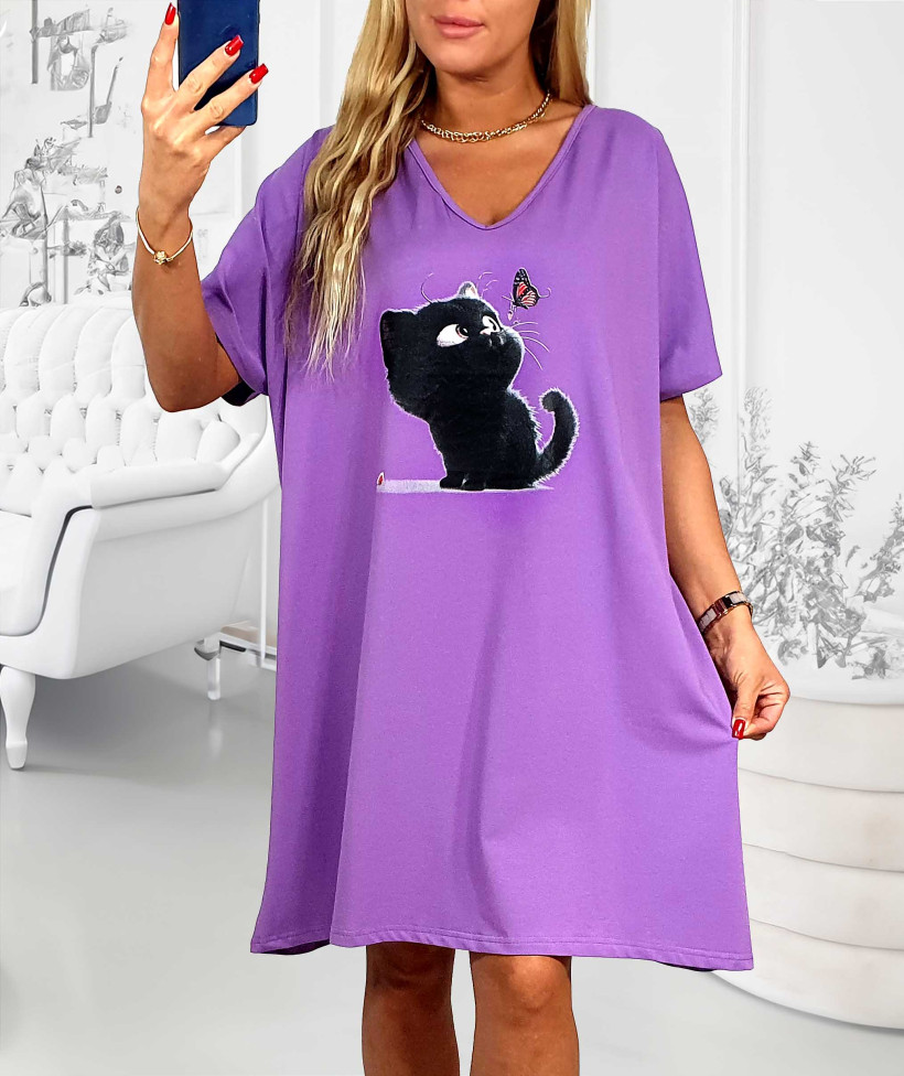 Sukienka bawełniana kot FILEMON - fiolet