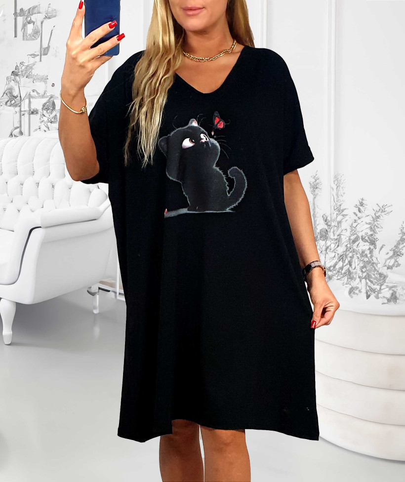 Sukienka bawełniana kot FILEMON - czarny