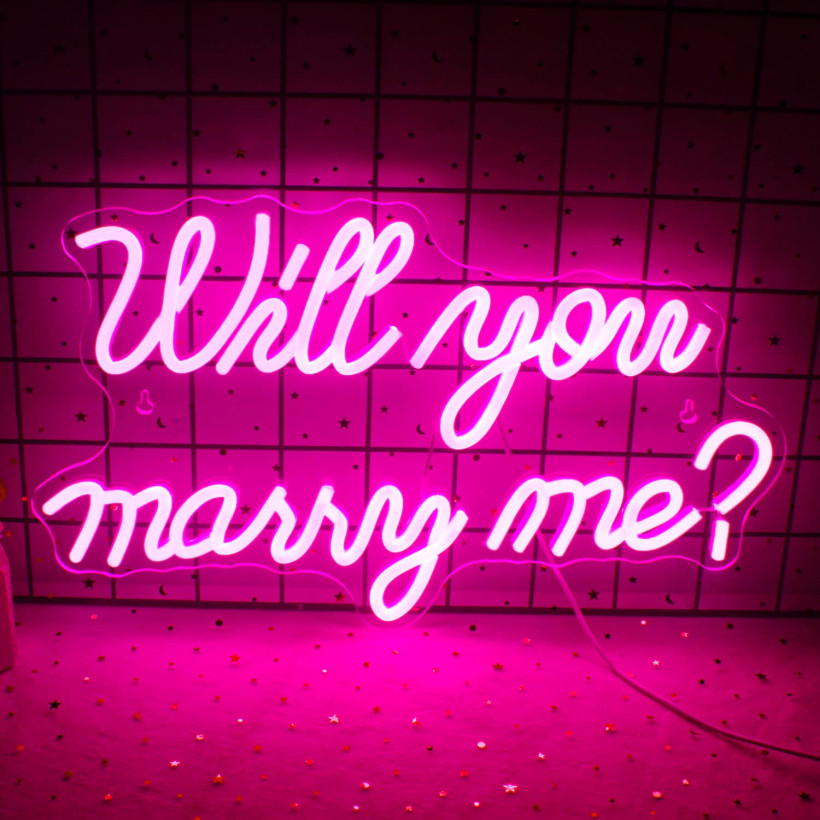 Neon LED Will You Marry Me różowy 