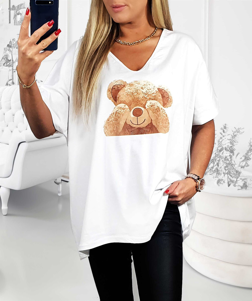 Tunika na lato Plus Size bawełna MIŚ - biała