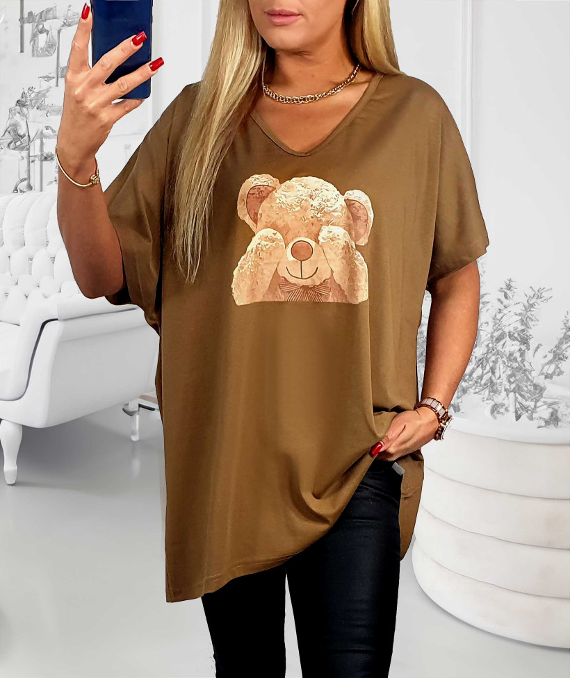 Tunika na lato  Plus Size bawełna MIŚ - brąz