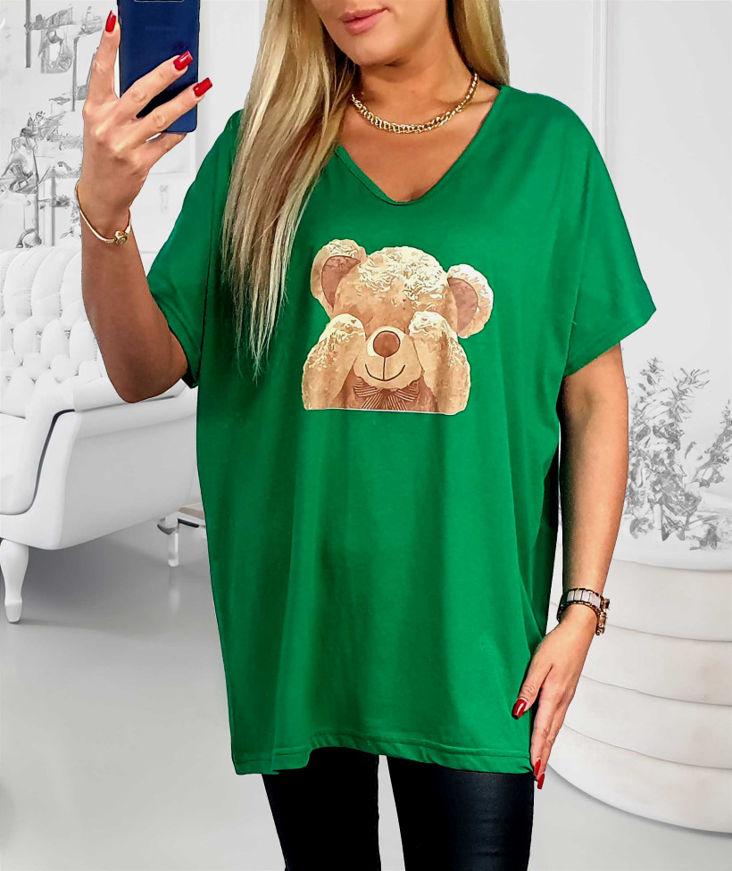 Tunika na lato  Plus Size bawełna MIŚ - zielona