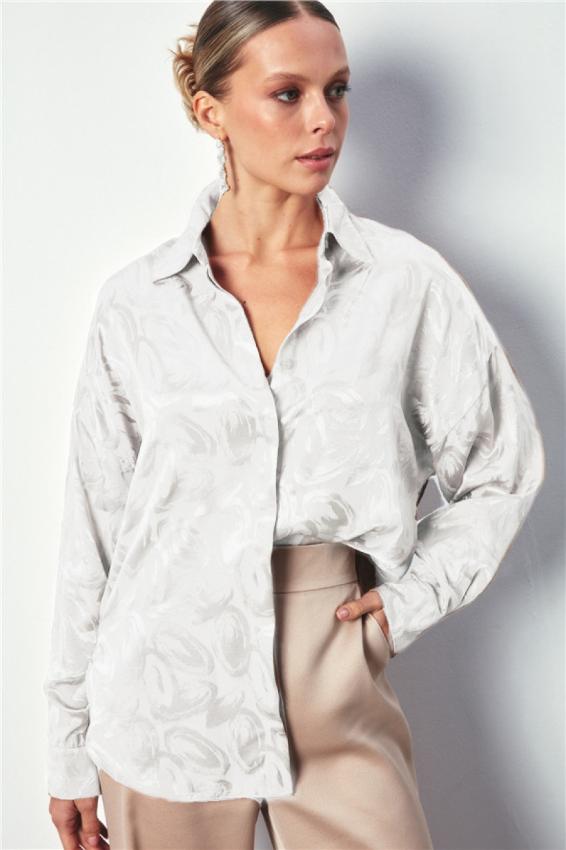 Patterned casual shirt white