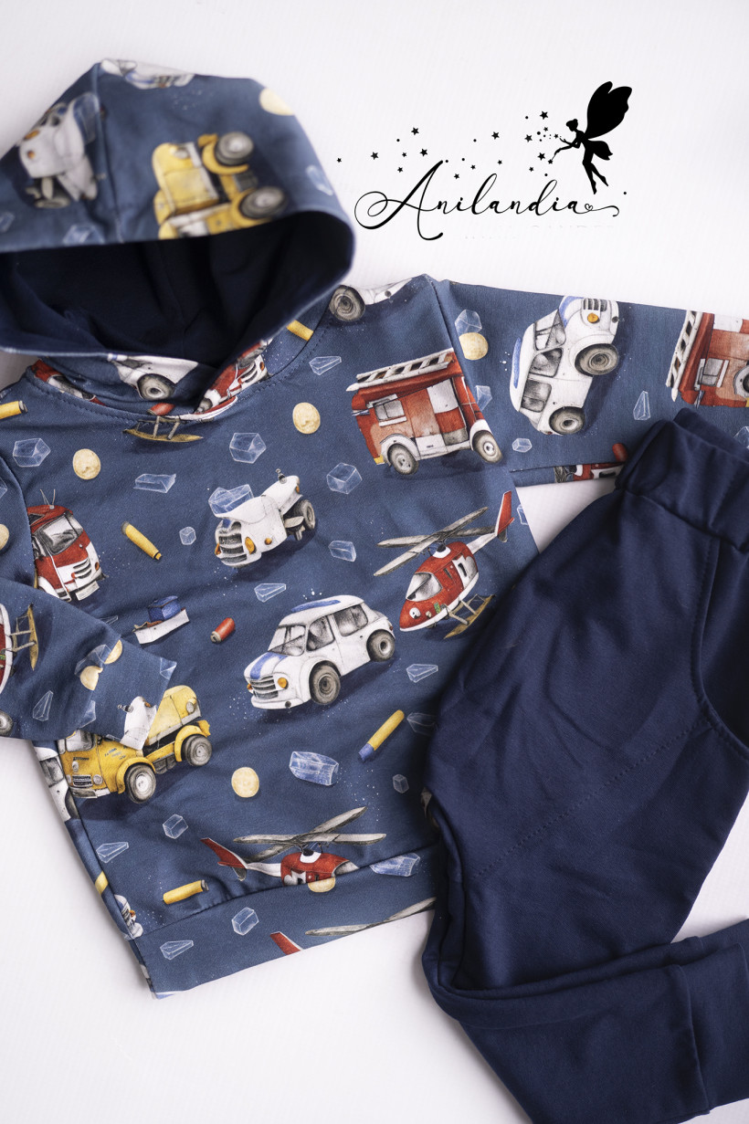 Dres granatowy auta Le bebe