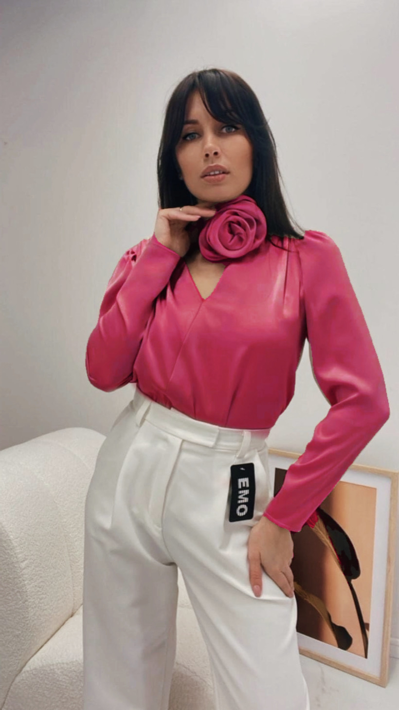 satin blouse with rose pink