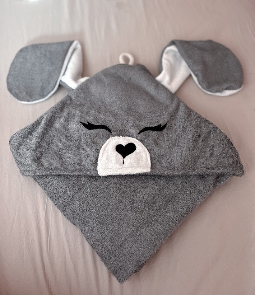 Ręcznik dziecięcy króliczek frota bambusowa szary