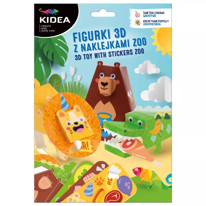 FIGURKI 3D Z NAKLEJKAMI ZOO KIDEA 