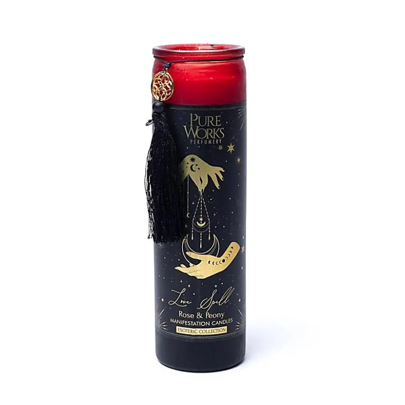 Bougie d'intention Love Spell en verre avec pompon