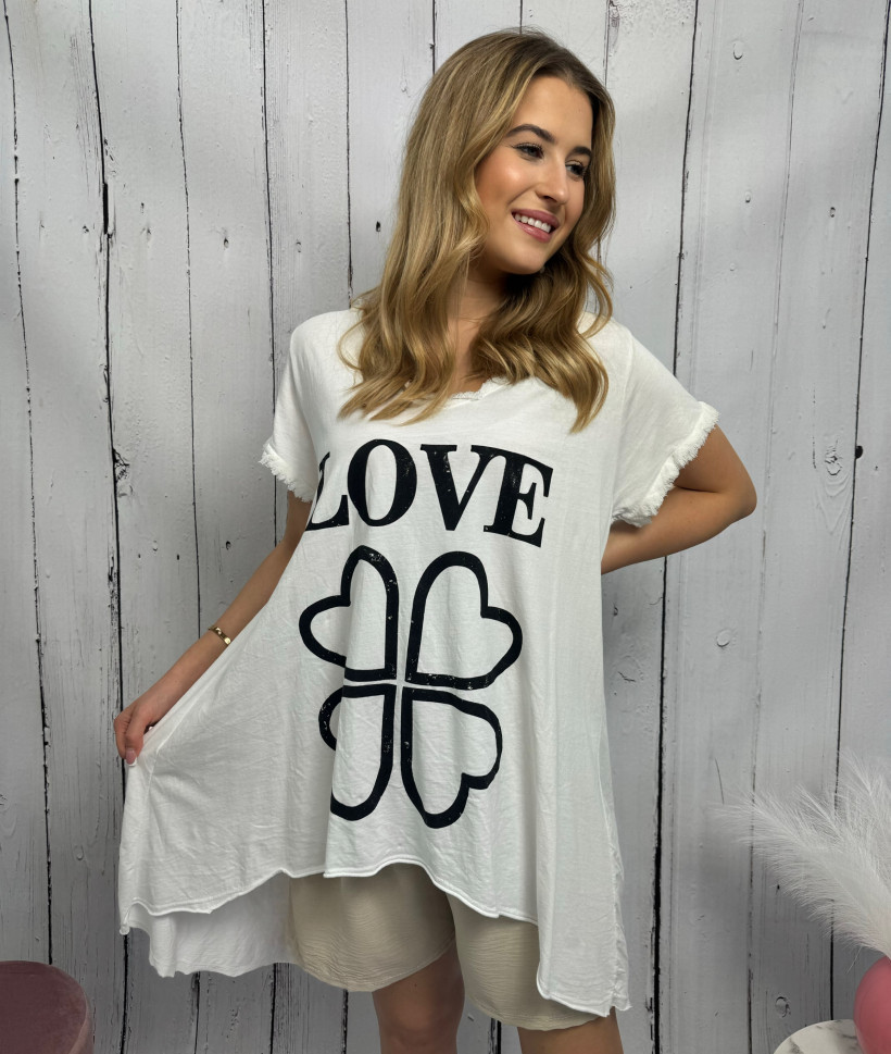 Biała bluzka tunika LOVE