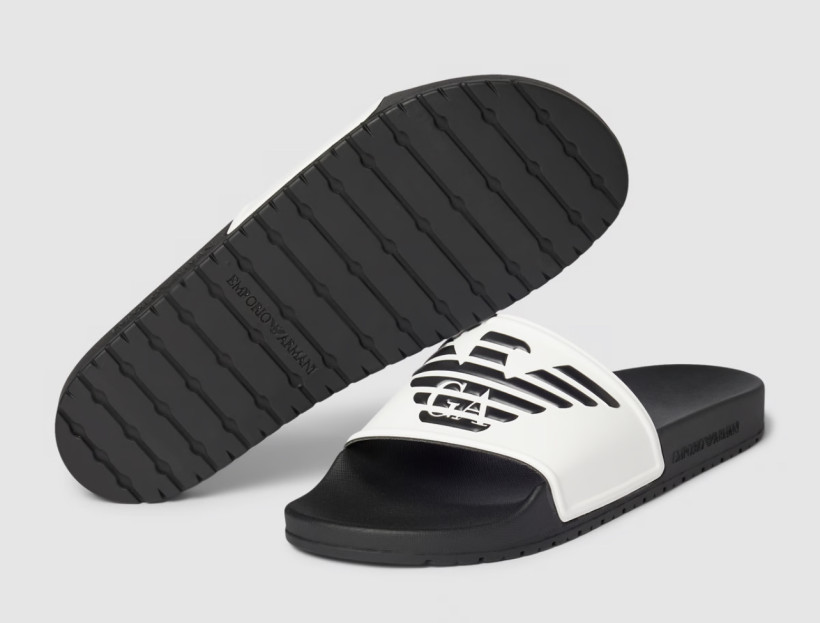 Klapki Armani XVPS04 D287 biało-czarne 