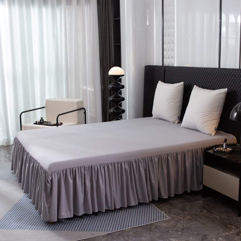 Prześcieradło z falbanką 160x200 jasny szary RZF-2748