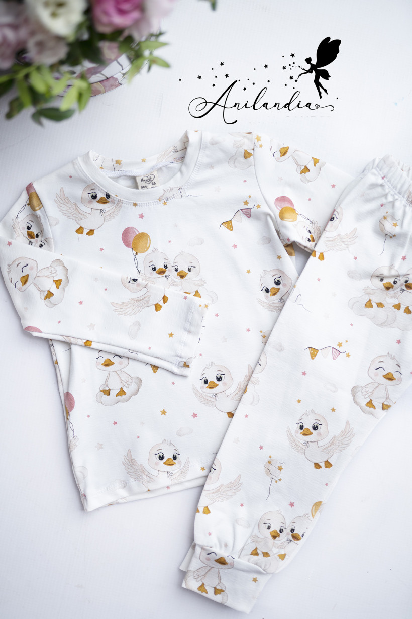 Piżama dł.rękaw kaczuszki z balonami na bieli Haydi