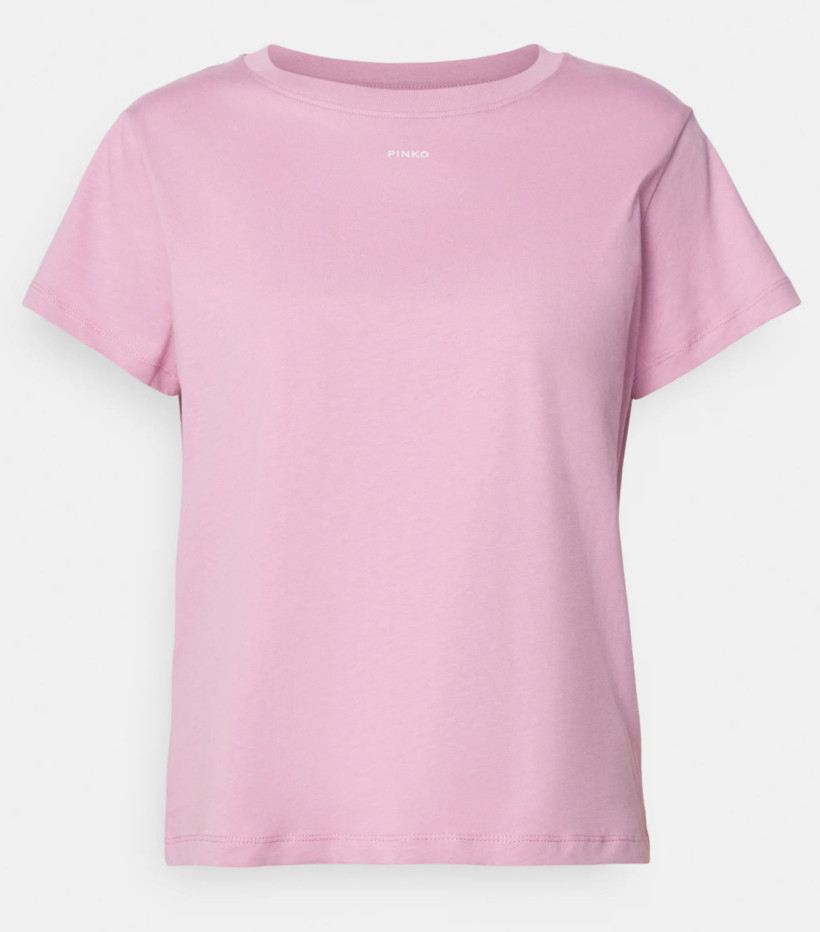 T-shirt Pinko Basico Jersey Old Wash Logo Pink