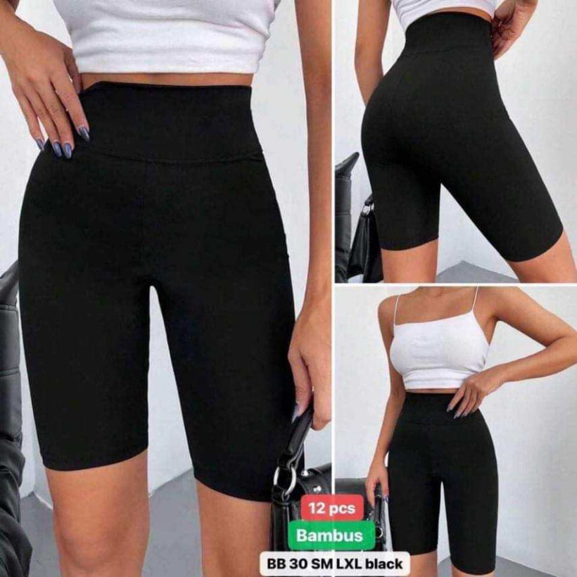 Leginsy krótkie bambusowe czarne 