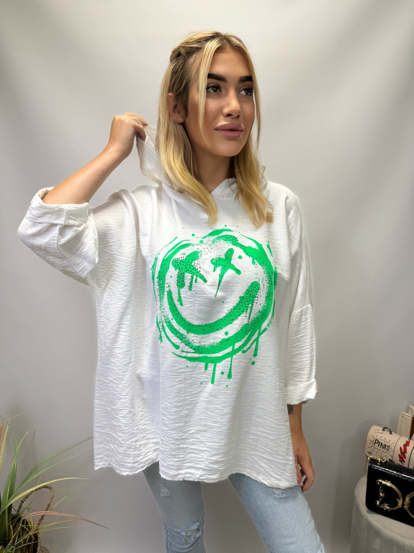Bluza z kapturem z długim rękawem zielony SMILE