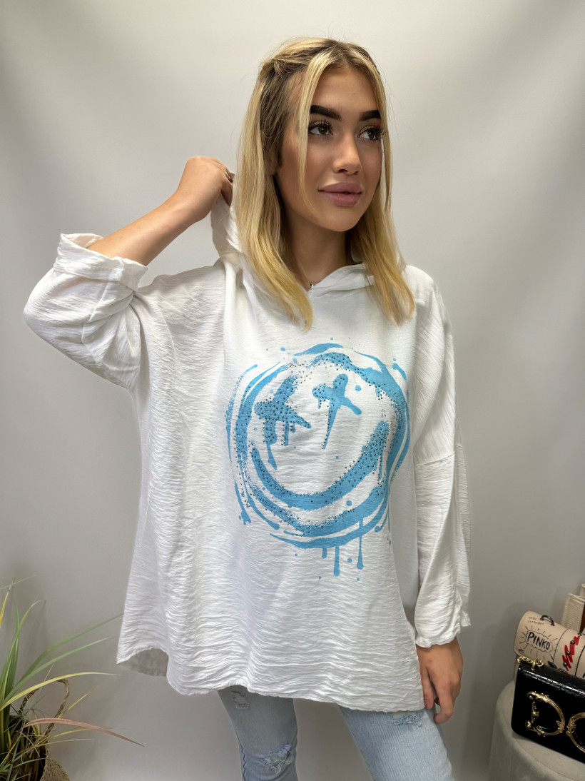 Bluza z kapturem z długim rękawem niebieski SMILE
