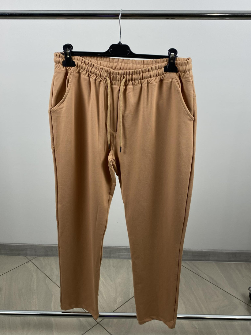 Spodnie jednokolorowe długie z patką WW. 4049 - rozm.44/46 - beżowy/camelowy