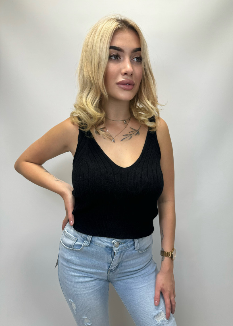 Czarny top dzianina