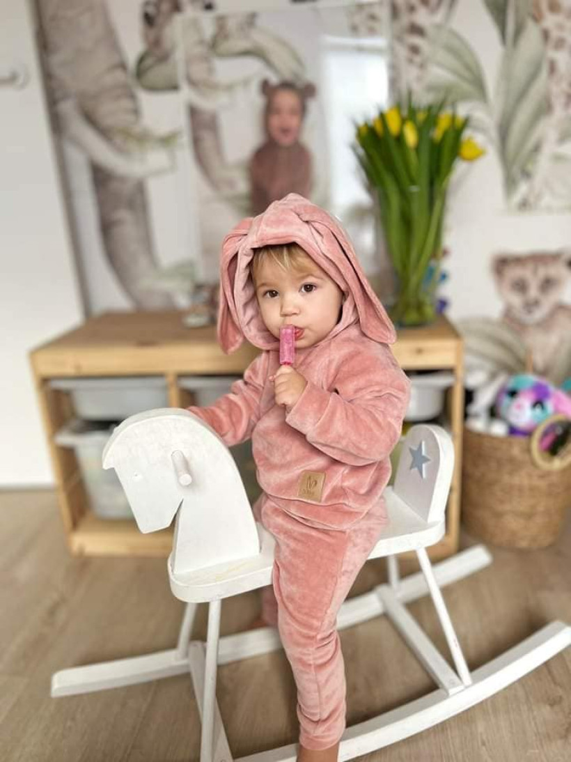 Dres welur królik puder Bunny Kids