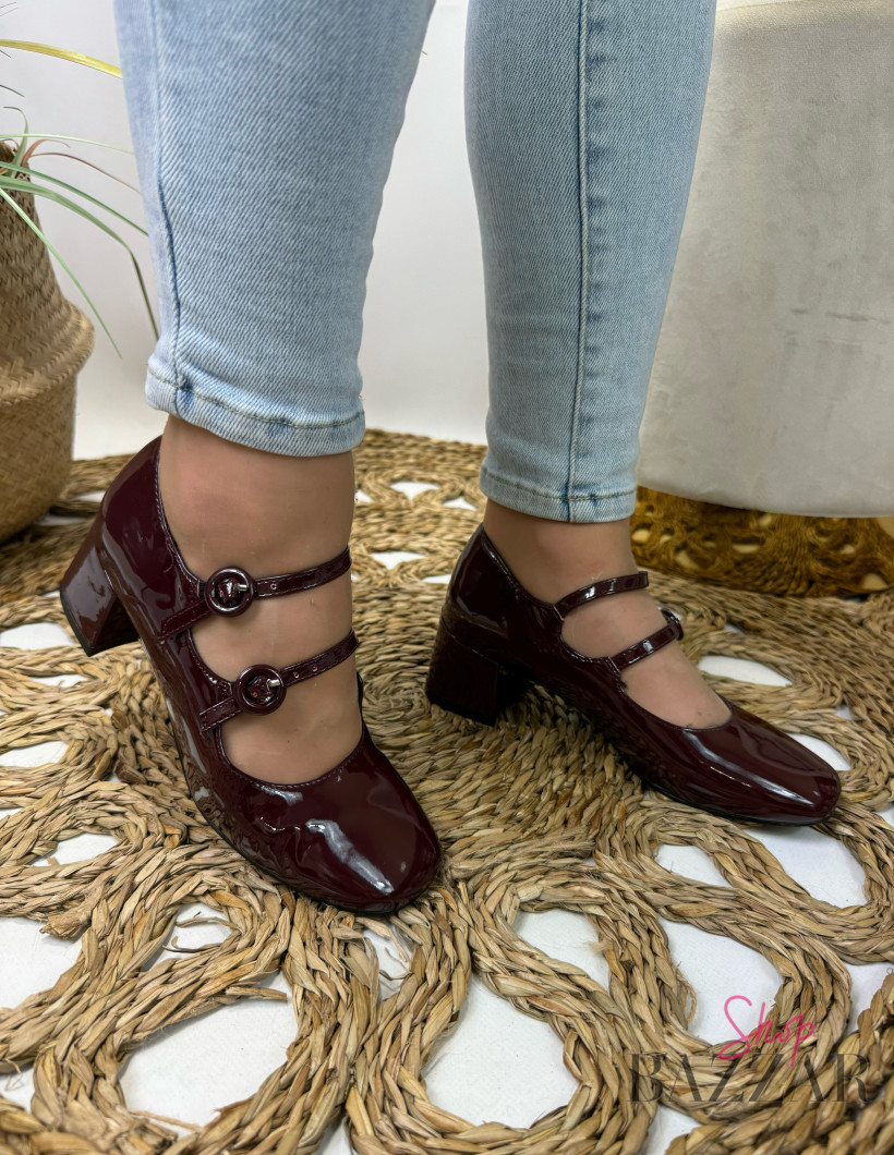 Bordowe półbuty coco na słupku