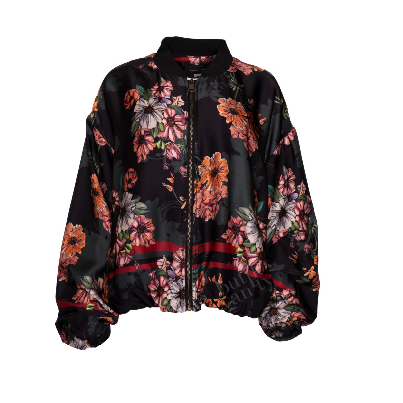 BOMBER KWIATY CZARNY ET8282-13B