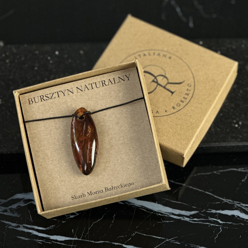 XO86 Wisior bursztyn na rzemyku