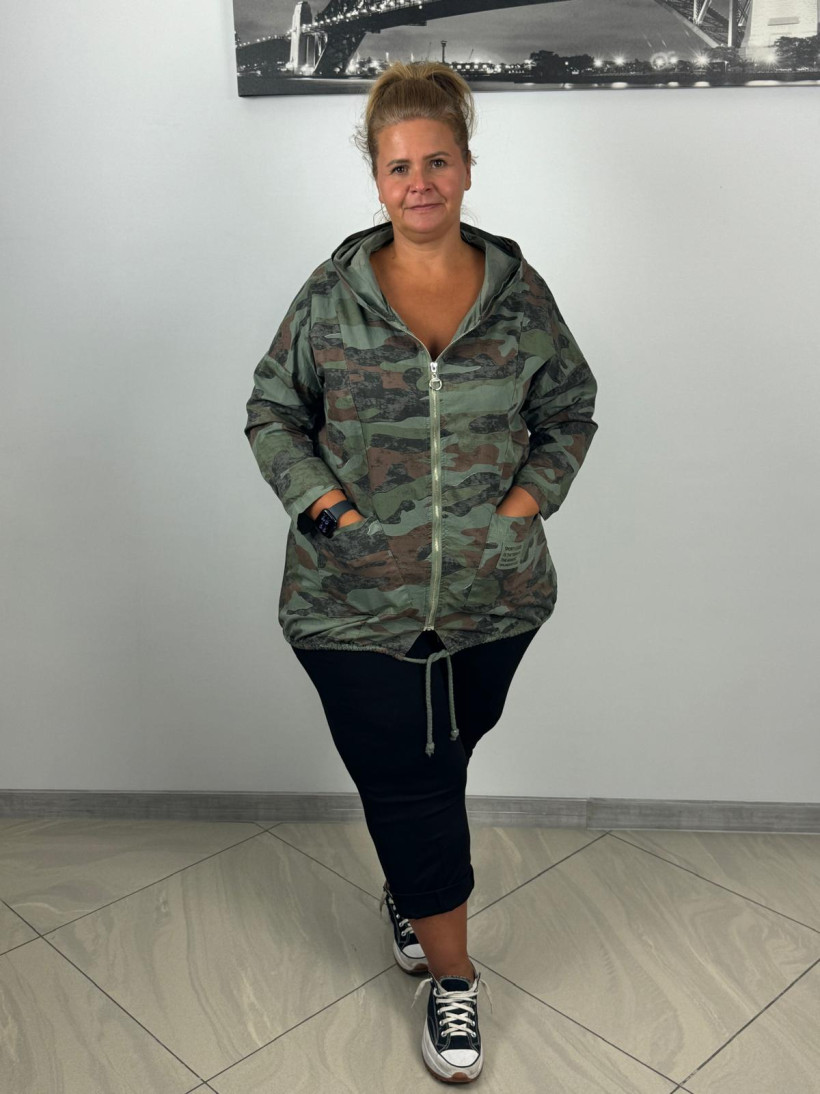 Bluza na zamek z kapturem - wzór moro Wł. 10327 - khaki